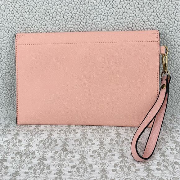 Elim & Paul Pink Envelope Purse Accessories Clutch Detachable Wrist Strap - Picture 6 of 8